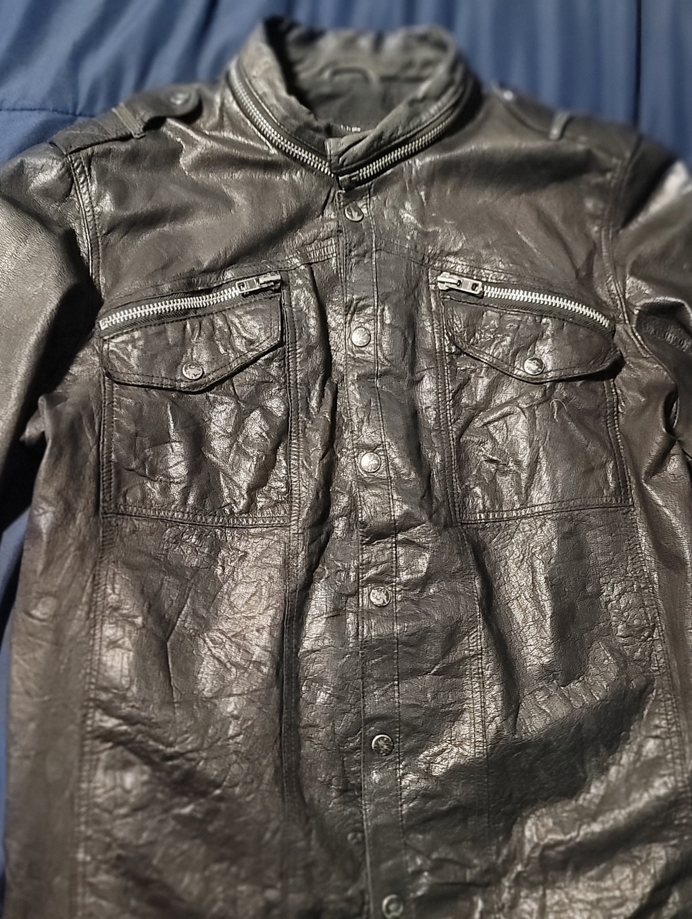 ALL SAINTS Spitalfields Lot No. A Leather Jacket XXL - Picture 7 of 7